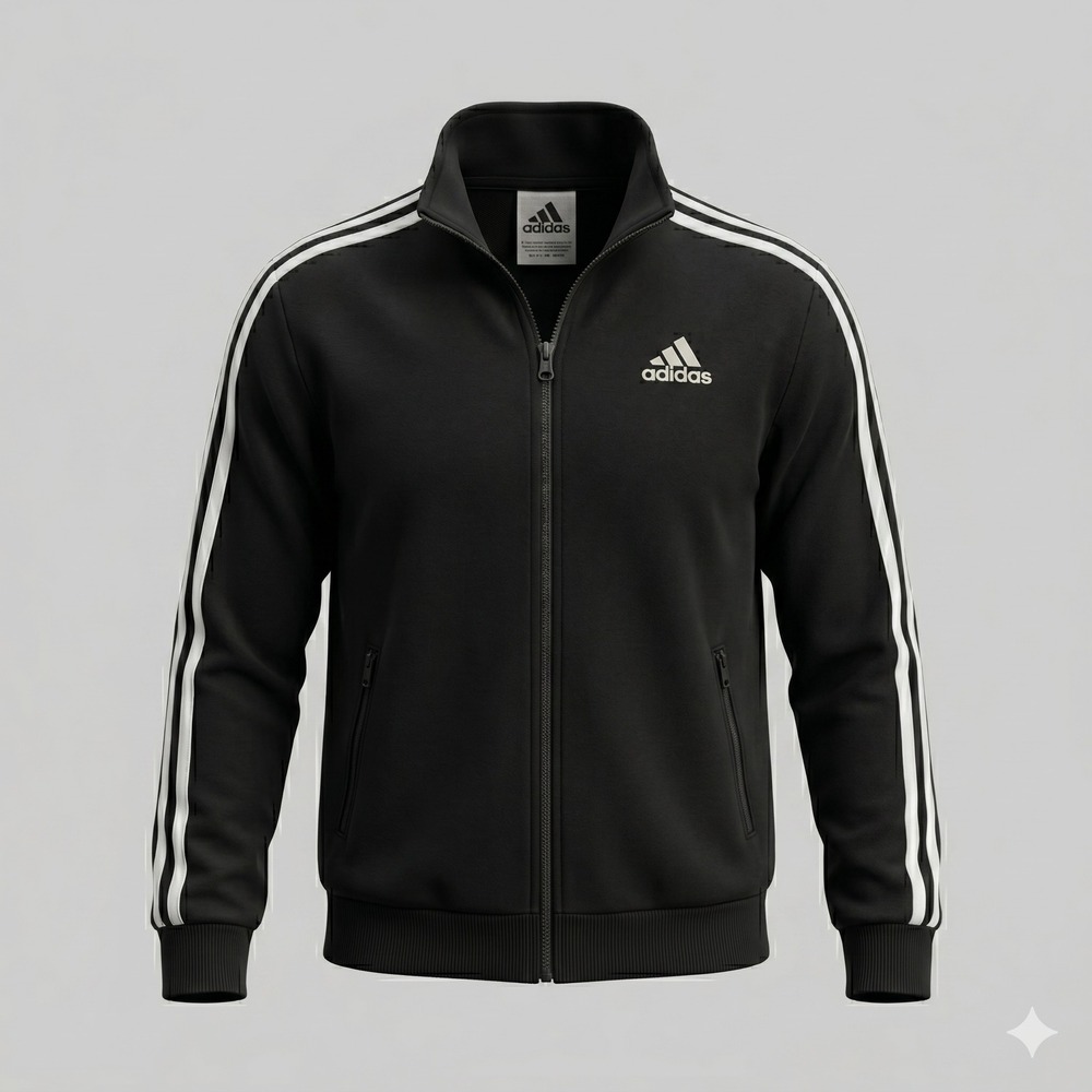 Adidas Kids Track Jacket Black White 3 Stripe Full Zip‎ Size 14/16 Large